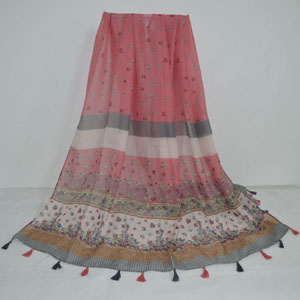 Female floret stripes color matching cotton scarf wholesale