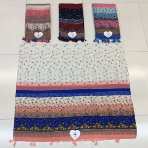 Female floret stripes color matching cotton scarf wholesale