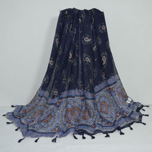 Female navy cashew cotton scarf wholesale