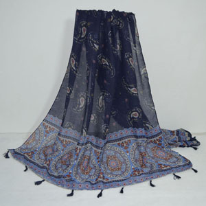 Female navy cashew cotton scarf wholesale