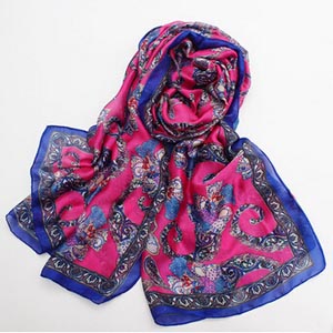 Female satin printed pure silk scarves wholesale