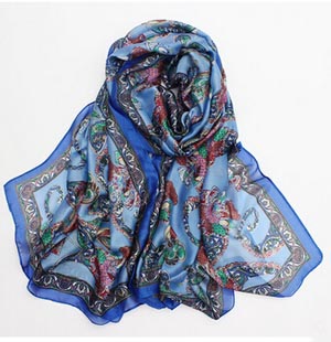 Female satin printed pure silk scarves wholesale