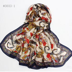 Female satin printed pure silk scarves wholesale