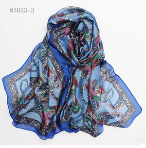 Female satin printed pure silk scarves wholesale