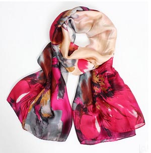 Digital painting satin scarves elegant ladies silk shawl wholesale