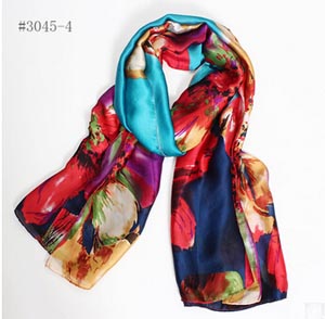 Digital painting satin scarves elegant ladies silk shawl wholesale