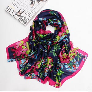 Flowers pattern brightness large size silk shawl female scarf wholesale