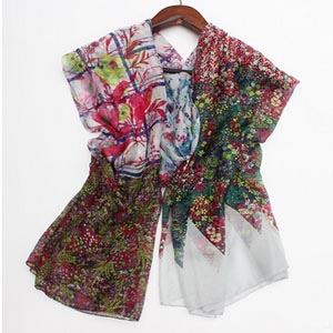 Abstract flower lady prevented bask chiffon scarves wholesale