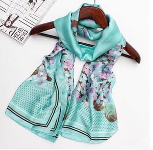 Pastoral dot flowers fresh satin shawl printed pure silk scarves wholesale