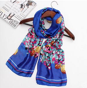 Pastoral dot flowers fresh satin shawl printed pure silk scarves wholesale