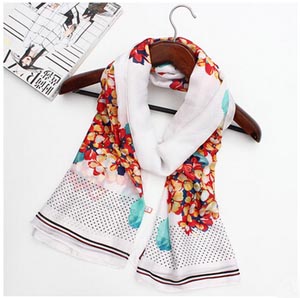 Pastoral dot flowers fresh satin shawl printed pure silk scarves wholesale