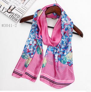 Pastoral dot flowers fresh satin shawl printed pure silk scarves wholesale