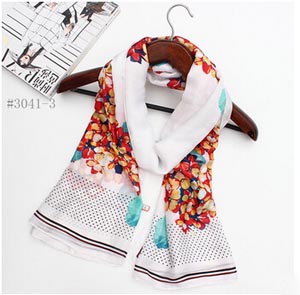 Pastoral dot flowers fresh satin shawl printed pure silk scarves wholesale