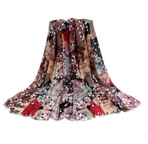 Snow satin printed female scarf wholesale