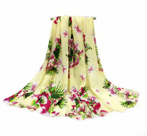 Cotton daffodils scarf female satin printed scarf wholesale