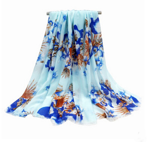 Cotton daffodils scarf female satin printed scarf wholesale