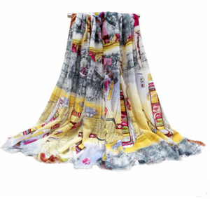 Fashion tower printed female scarf suet printed velvet scarf wholesale