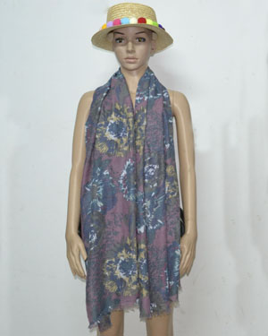 Female ink flower design scarf wholesale
