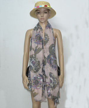 Female ink flower design scarf wholesale