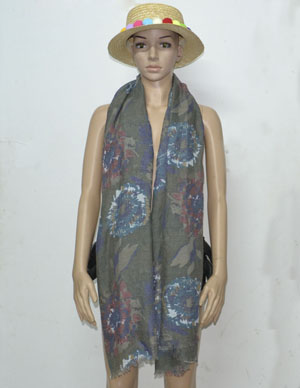 Female ink flower design scarf wholesale