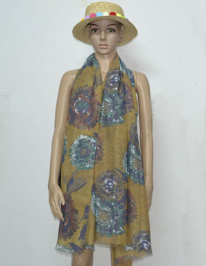 Female ink flower design scarf wholesale