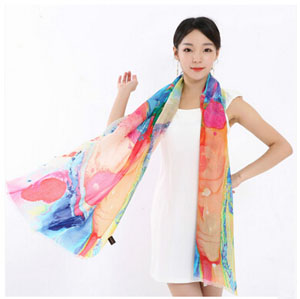 Female peony pure wool scarf shawl wholesale