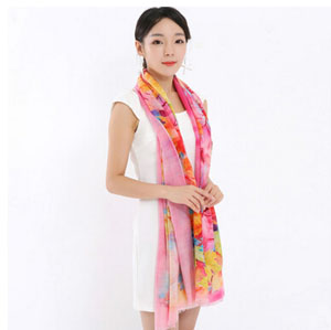 Female peony pure wool scarf shawl wholesale