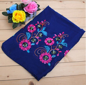 Female national wind cotton embroidery flower scarf wholesale