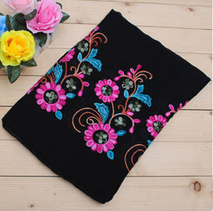 Female national wind cotton embroidery flower scarf wholesale