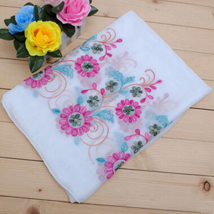Female national wind cotton embroidery flower scarf wholesale