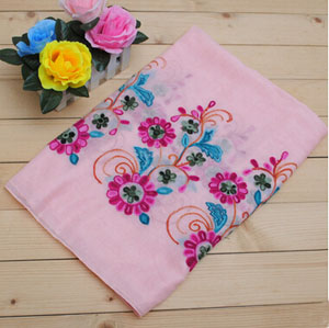 Female national wind cotton embroidery flower scarf wholesale