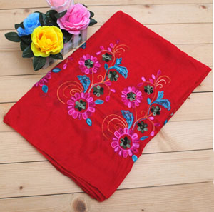 Female national wind cotton embroidery flower scarf wholesale