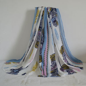 Female feather patterns bamboo cotton scarf wholesale