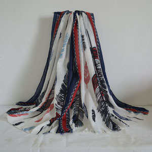 Female feather patterns bamboo cotton scarf wholesale