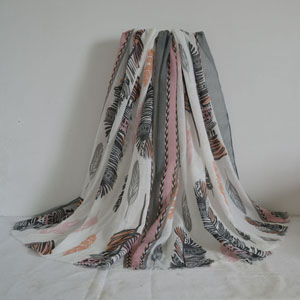 Female feather patterns bamboo cotton scarf wholesale