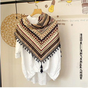 Cotton flower fringed large squares national wind female scarf shawl wholesale