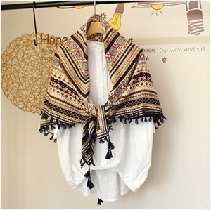 Cotton flower fringed large squares national wind female scarf shawl wholesale
