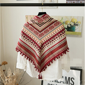 Cotton flower fringed large squares national wind female scarf shawl wholesale