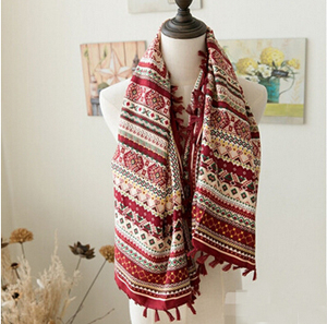Cotton flower fringed large squares national wind female scarf shawl wholesale