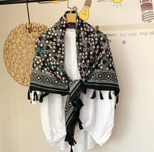 Tassel national wind travel female floral pattern shawls scarf wholesale