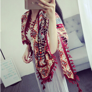 Female many large pattern printing tassel towel warm shawl wholesale