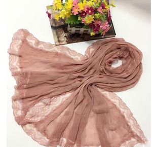 Pure cotton female lace pure color scarf wholesale