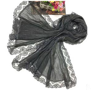 Pure cotton female lace pure color scarf wholesale
