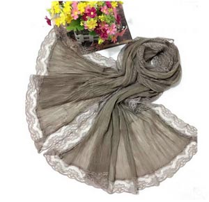 Pure cotton female lace pure color scarf wholesale