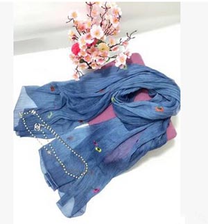 Large national silk female embroidered scarf wholesale
