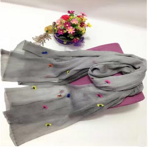 Large national silk female embroidered scarf wholesale