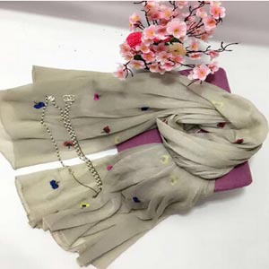 Large national silk female embroidered scarf wholesale