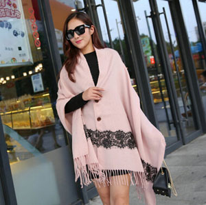 Pure color imitation lace buttons air conditioning amphibious shawl wholesale