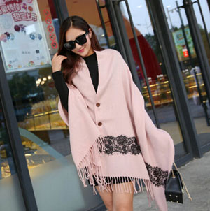 Pure color imitation lace buttons air conditioning amphibious shawl wholesale