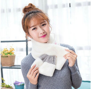 Lambs wool scarf female single colormatching fluffy warm collar wholesale